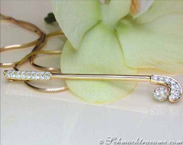 Attraktiver Brillanten Golfschläger Anhänger in Gelbgold 750 #1 Attraktiver Brillanten Golfschläger Anhänger in Gelbgold 750 #1