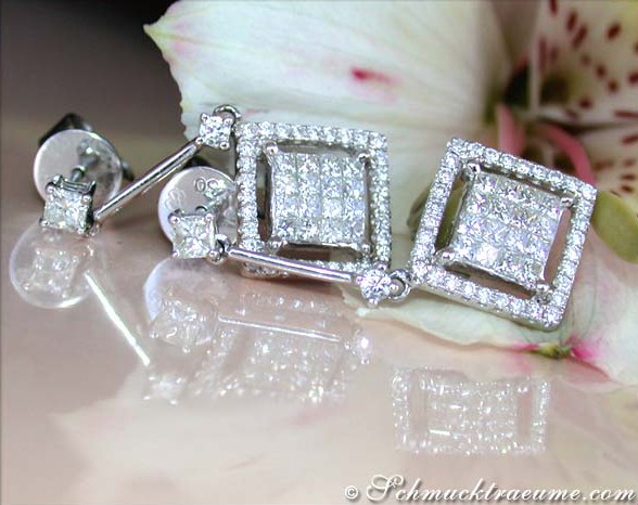 Ausgefallene Diamanten Ohrringe (Carré Design) #1 Ausgefallene Diamanten Ohrringe (Carré Design) #1