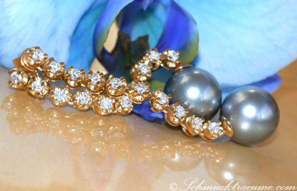 Edle Tahitiperlen Brillanten Ohrgehänge #1 Edle Tahitiperlen Brillanten Ohrgehänge #1