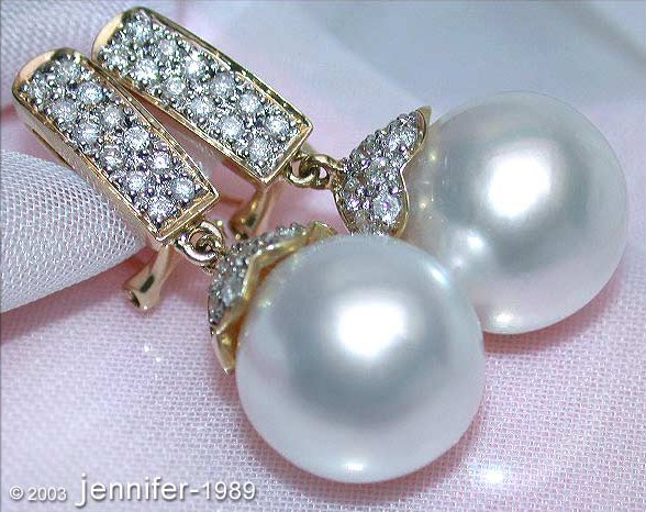 Elegante Südseeperlen Ohrstecker mit Brillanten in Gelbgold 750 #1 Elegante Südseeperlen Ohrstecker mit Brillanten in Gelbgold 750 #1