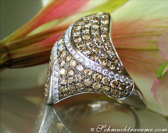 Erstklassiger Ring mit naturbraunen & weißen Brillanten #1 Erstklassiger Ring mit naturbraunen & weißen Brillanten #1
