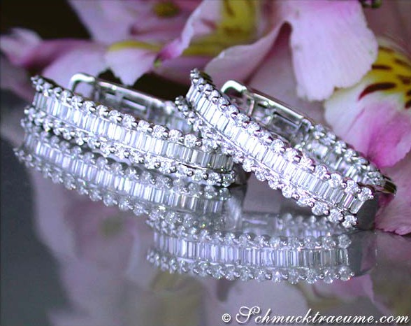 Exklusive Brillanten Creolen mit Baguette Diamanten #1 Exklusive Brillanten Creolen mit Baguette Diamanten #1