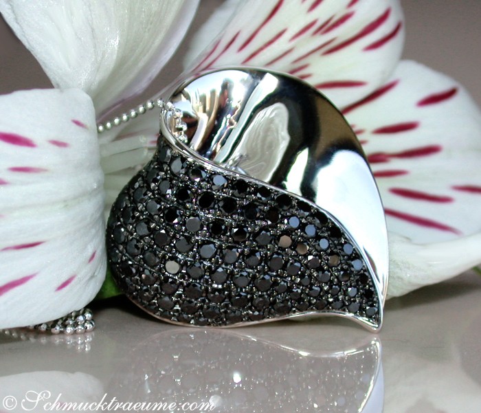 Extravaganter schwarze Diamanten Herz Anhänger #1 Extravaganter schwarze Diamanten Herz Anhänger #1