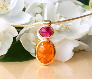 Rubellit Mandarin Granat Halskette "Tutti Colori"